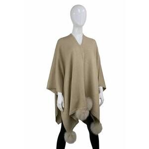 NEW MITCHIE'S MATCHINGS women's knit wrap with sequin sparkles and fox pompoms i